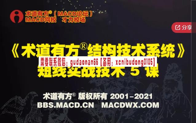 术道有方《术道有方结构技术系统——短线实战技术5课》视频课程-上海期货培训课程